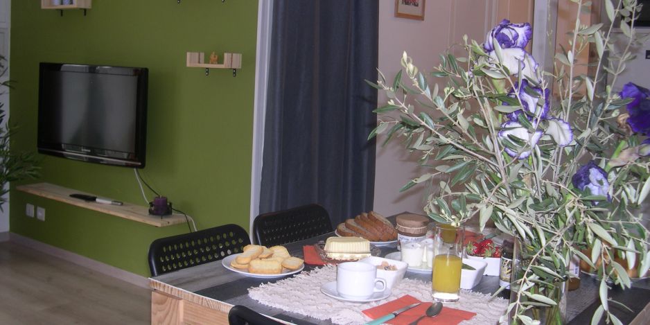 Le séjour-salon gîte Ammonite